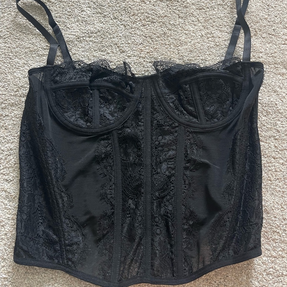 Black Lace Bustier Top